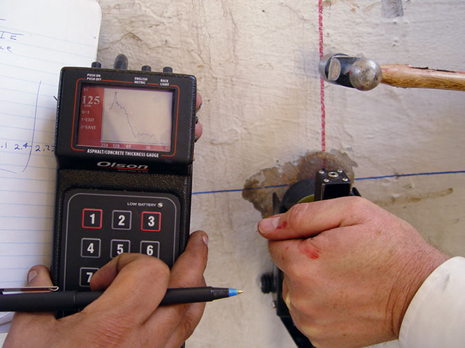 Concrete repair bonding and thickness test